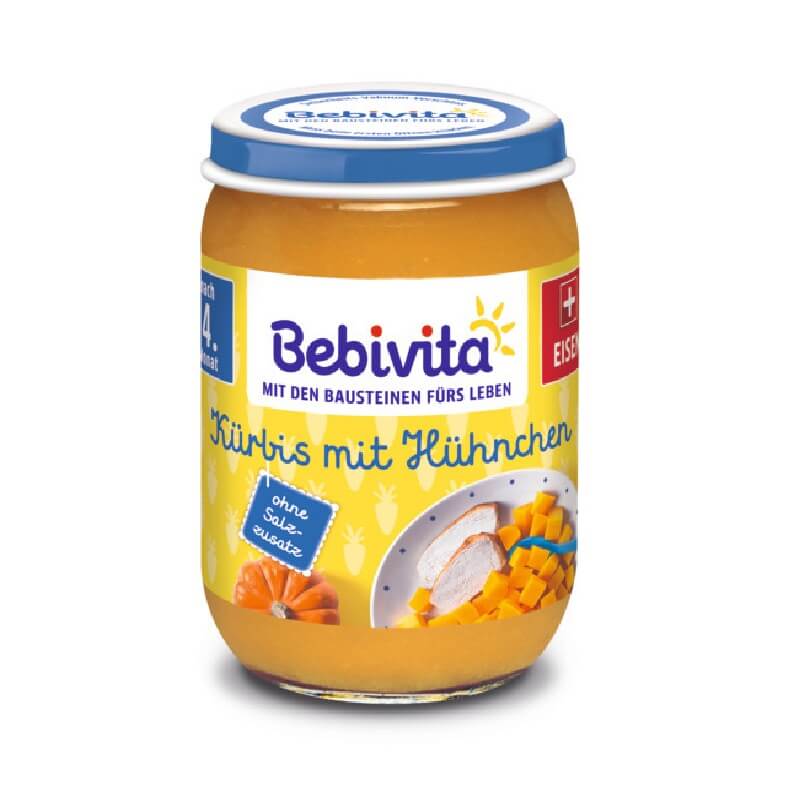 Bebivita Тиква, пилешко и ябълка без глутен 4М+ 190 г