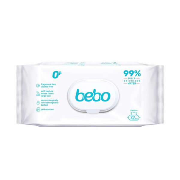 Bebo Влажни кърпички с 99% вода с капак х 72 бр