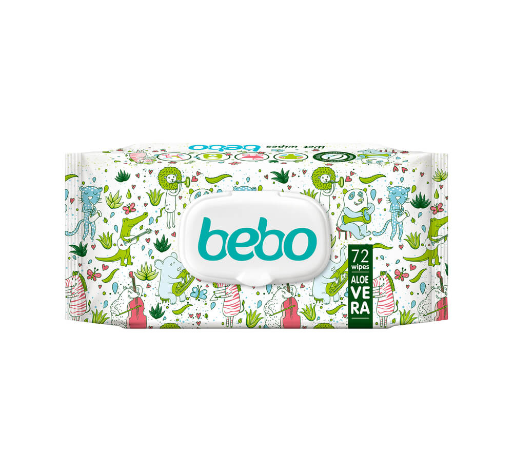 Bebo Влажни кърпички с алое вера и капак х 72 бр