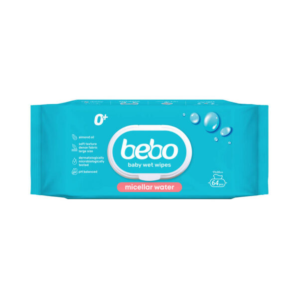 Bebo Влажни кърпички с мицеларна вода и капак х 64 бр