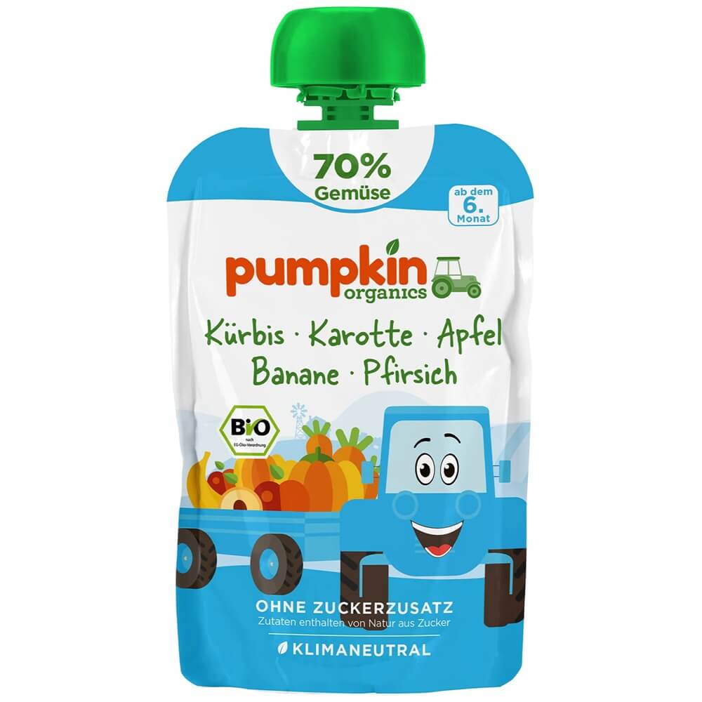 Био пюре пауч тиква, морков, ябълка и банан Pumpkin Organics 6М+ 100 гр