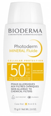 Bioderma Photoderm Mineral Слънцезащитен минерален флуид за чувствителна и алергична кожа SPF50+ 75 г