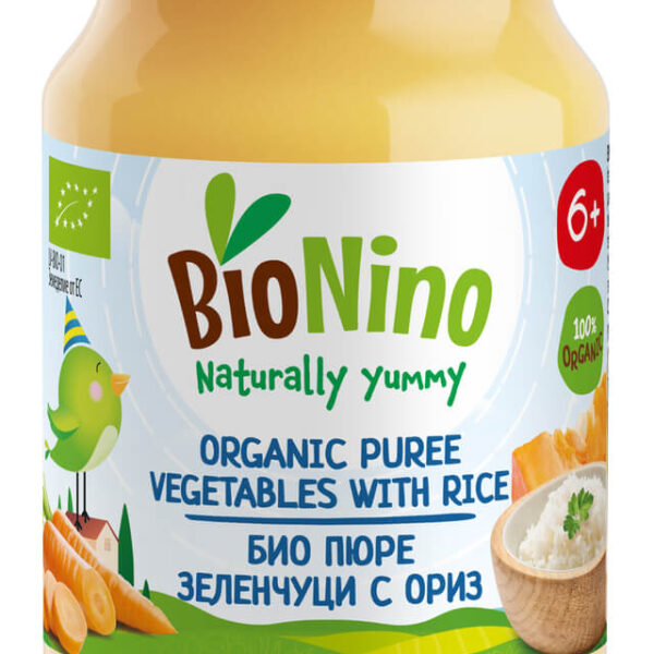 BioNino Био пюре ориз със зеленчуци 6М+ 190 г