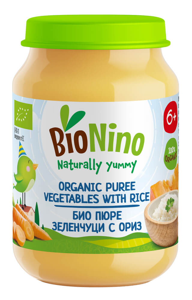 BioNino Био пюре ориз със зеленчуци 6М+ 190 г