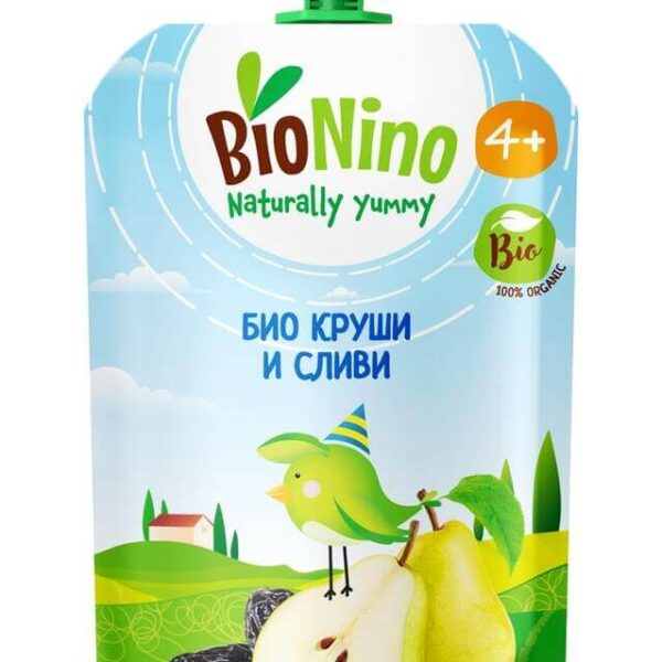 BioNino Био Плодова закуска Круши и Сливи 4М+ 90 г