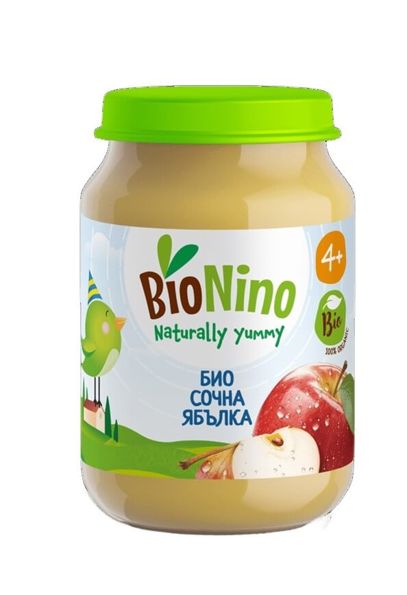 BioNino Био плодово пюре ябълка 4М+ 190 г