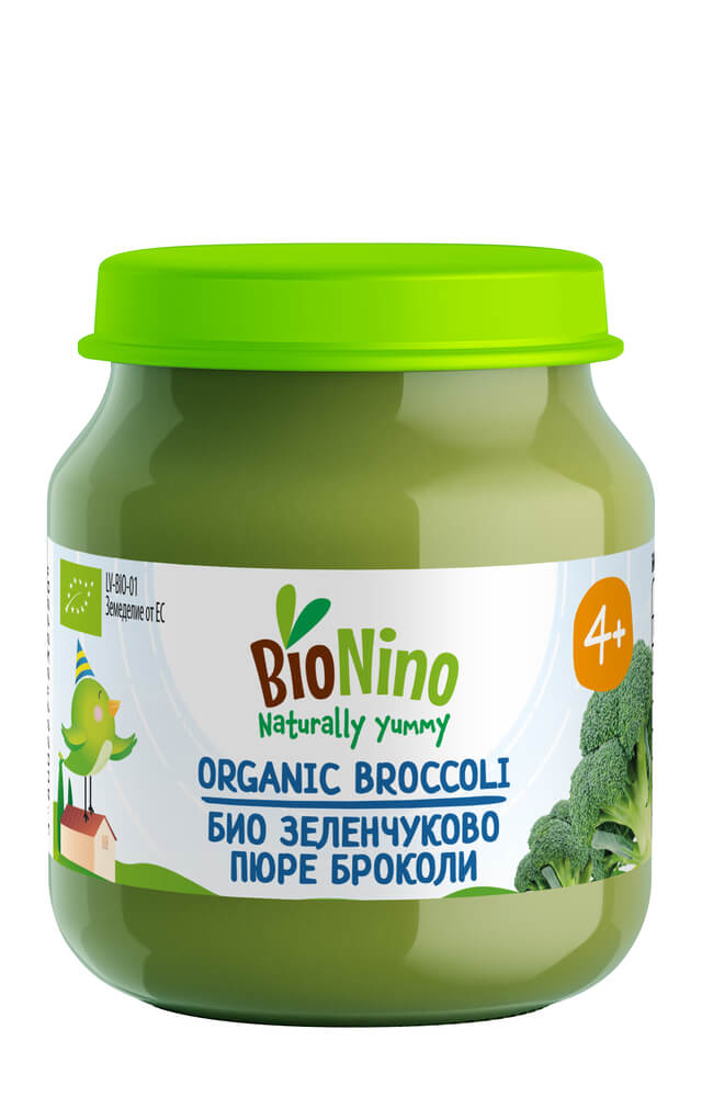 BioNino Био зеленчуково пюре броколи 4M+ 120 г