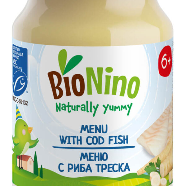 BioNino Меню риба треска с био зеленчуци 6М+ 190 г