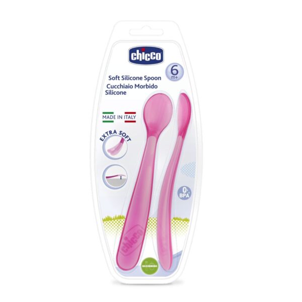 Chicco мека лъжичка силикон момиче 6М+ х2 бр