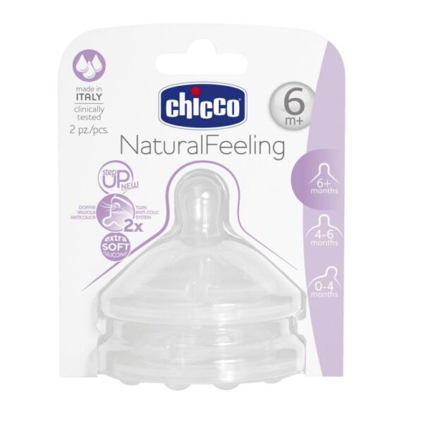 Chicco Natural Feeling биберон 3 капки 6М+ х2 бр