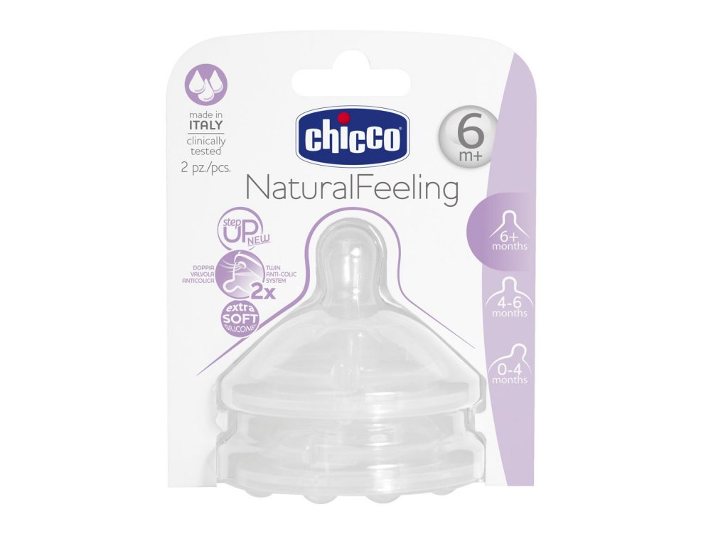 Chicco Natural Feeling биберон 3 капки 6М+ х2 бр