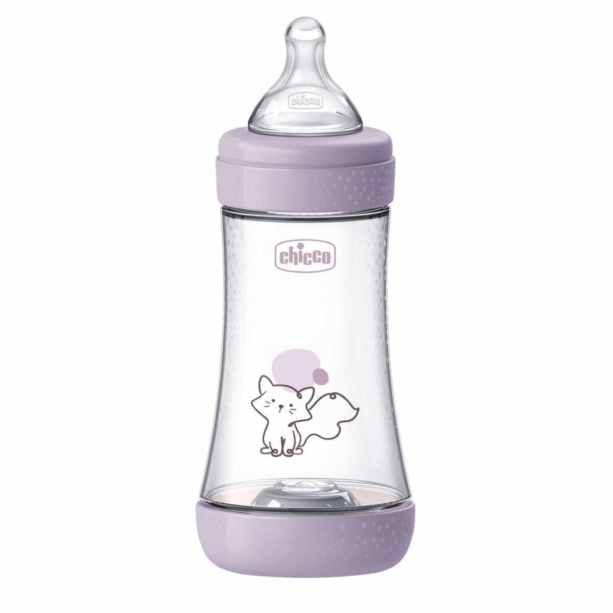 Chicco Perfect 5 Шише за хранене със среден поток за момиче 3М+ 240 мл