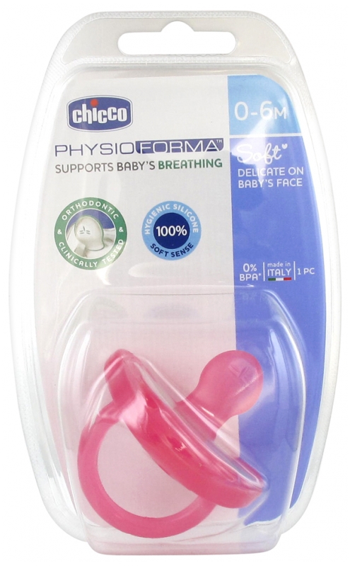Chicco залъгалка физио софт силикон 0-6М момиче х1 бр