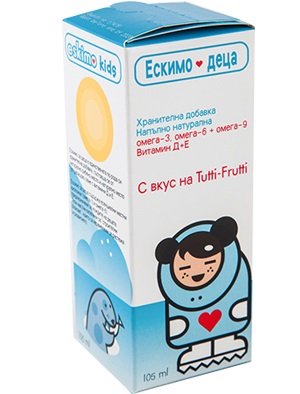 Eskimo Kids Естествено рибено масло за деца Омега 3-6-9 + витамини D и Е х 105 мл Cardinova