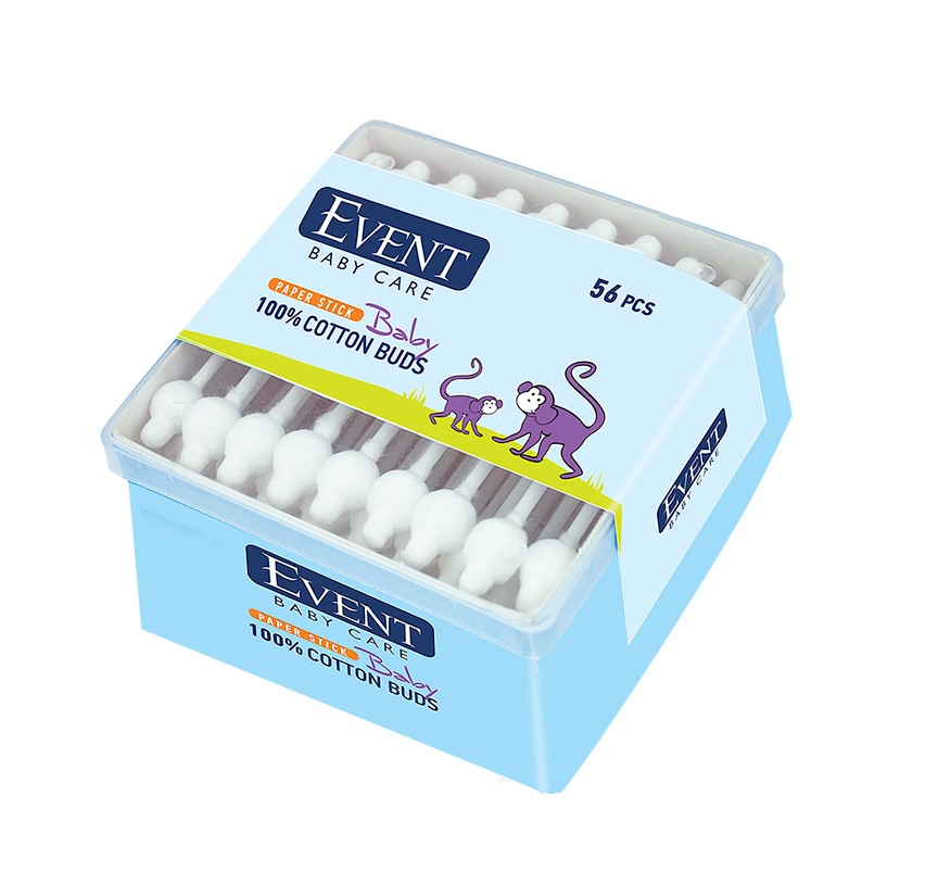 Event Baby Cotton Buds Клечки за уши с ограничител 56 бр