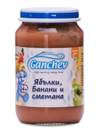 Ganchev Десерт ябълки, банани и сметана 4М+ 190 гр