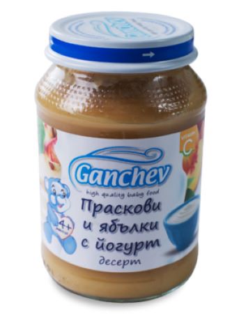 Ganchev Десерт праскови и ябълки с йогурт 4М+ 190 гр
