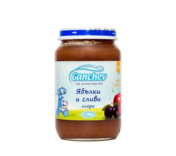 Ganchev Пюре ябълки и сливи 4М+ 190 гр