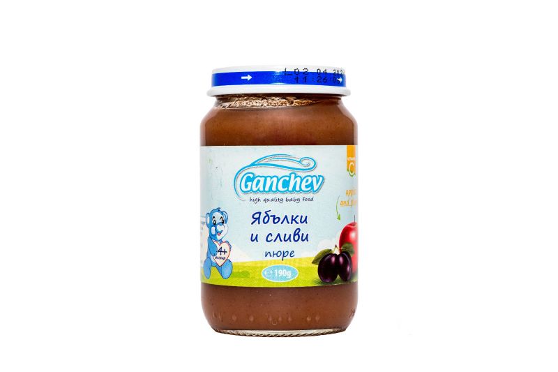 Ganchev Пюре ябълки и сливи 4М+ 190 гр