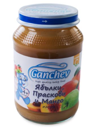 Ganchev Пюре ябълки, праскови и манго 4М+ 190 гр