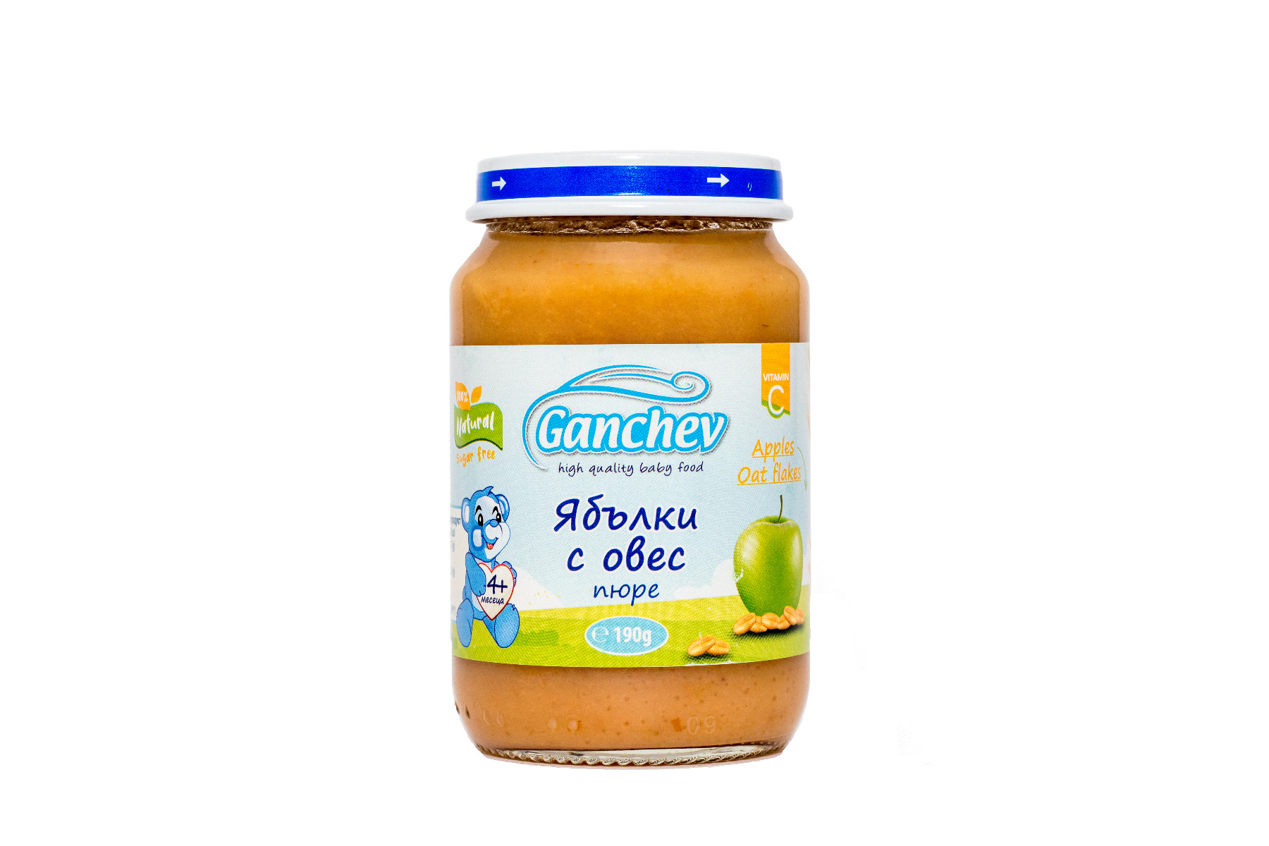 Ganchev Пюре ябълки с овес 4М+ 190 гр