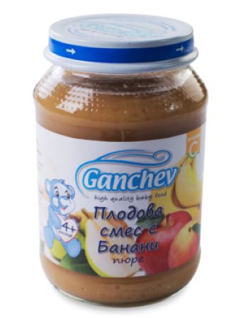 Ganchev Пюре плодова смес с банани 4М+ 190 гр