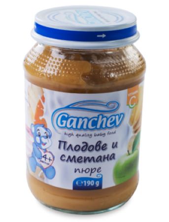 Ganchev Пюре плодове и сметана 4М+ 190 гр