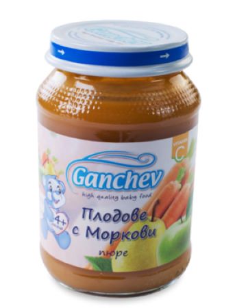 Ganchev Пюре плодове с моркови 4М+ 190 гр