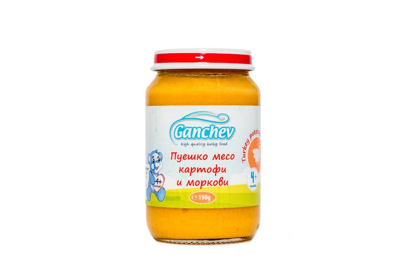 Ganchev Пюре пуешко месо с картофи и моркови 4М+ 190 гр