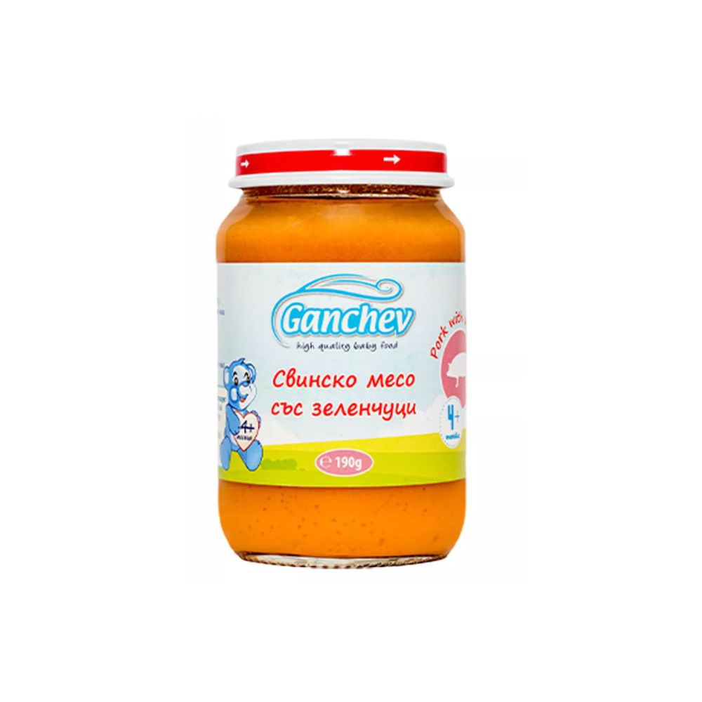 Ganchev Пюре свинско месо със зеленчуци 4М+ 190 гр