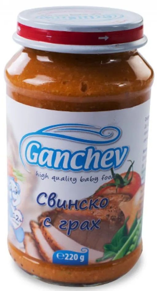 Ganchev Пюре свинско с грах 12M+ 220 г