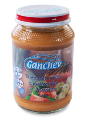 Ganchev Пюре телешко месо с картофи и домати 4М+ 190 гр