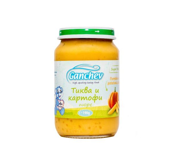 Ganchev Пюре тиква и картофи 4М+ 190 гр