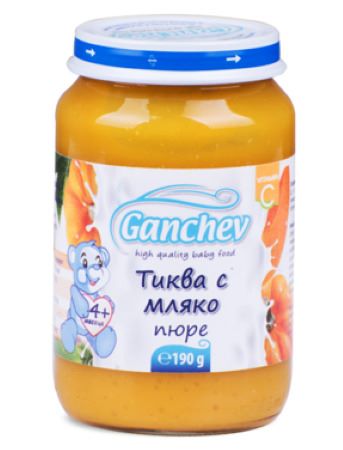 Ganchev Пюре тиква с мляко 4М+ 190 гр