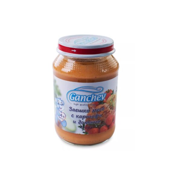 Ganchev Пюре заешко месо с картофи и домати 4М+ 190 гр