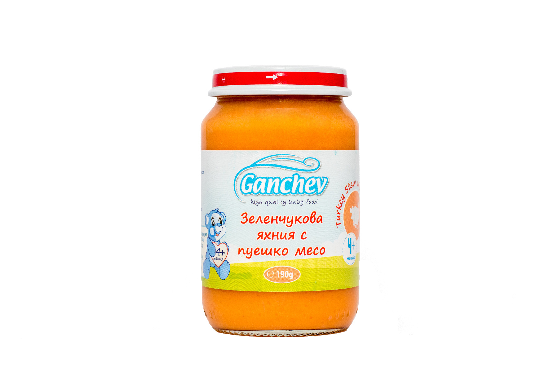 Ganchev Пюре зеленчукова яхния с пуешко 4М+ 190 гр