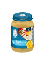 Gerber Плодово пюре с ябълки, манго, праскови и извара 6м+ 190 гр