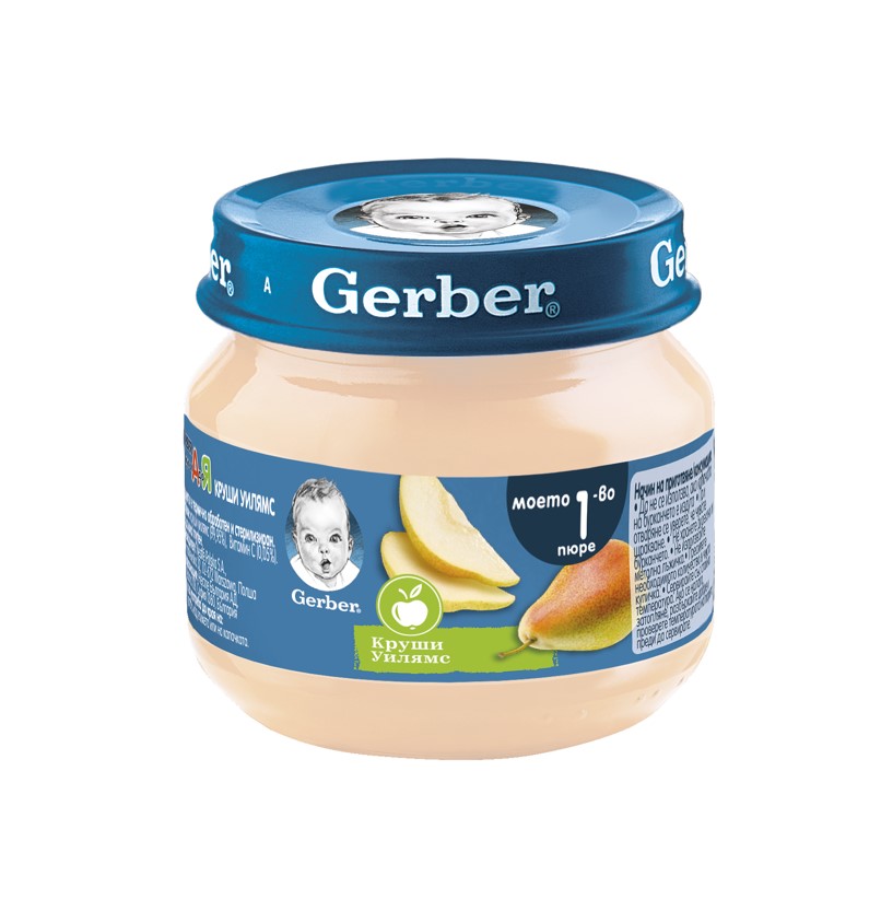 GERBER® Храна за бебета Круши Уилямс пюре Моето първо пюре бурканче 80 гр
