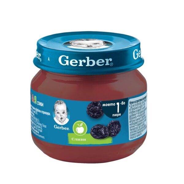 GERBER® Храна за бебета Сливи пюре Моето първо пюре бурканче 80 гр