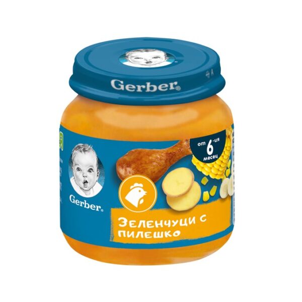 GERBER® Храна за бебета Зеленчуци с пилешко пюре от 6-ия месец бурканче 125 гр
