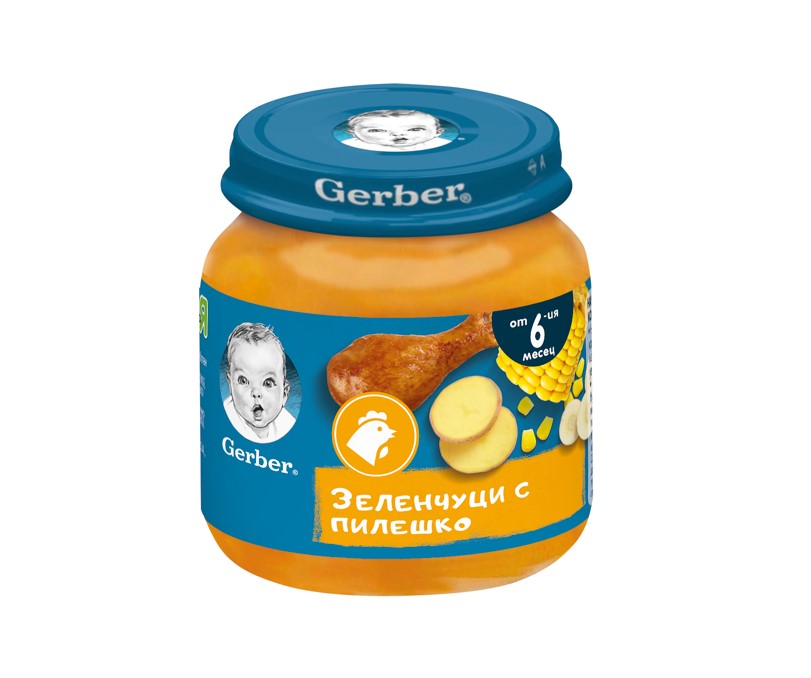 GERBER® Храна за бебета Зеленчуци с пилешко пюре от 6-ия месец бурканче 125 гр