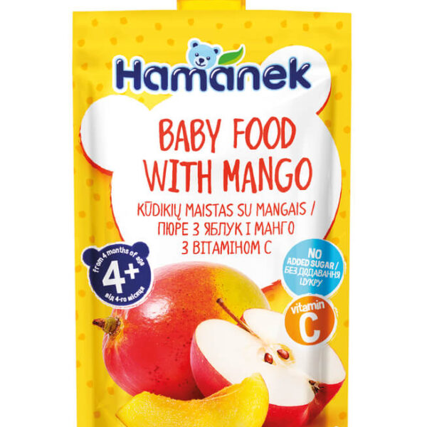 Hamanek Пауч с ябълка и манго 4М+ 120 г
