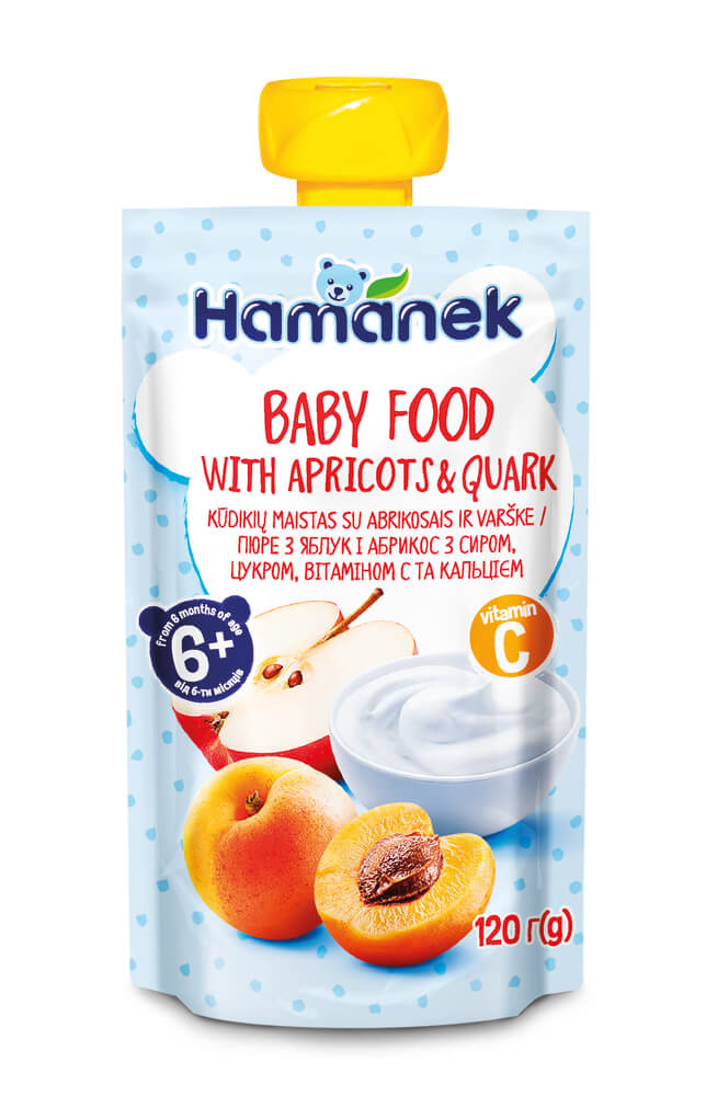 Hamanek Пауч с кайсии и кварк 6М+ 120 г