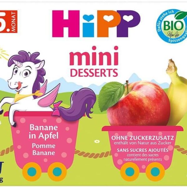 Hipp Био десерт Банани и ябълки 5М+ 4 х 100 г