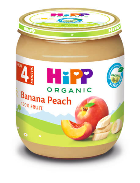 Hipp Био пюре праскови и банани 4М+ 125 г