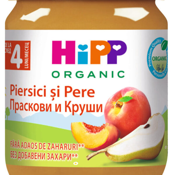 Hipp Био пюре праскови и круши 4М+ 125 г