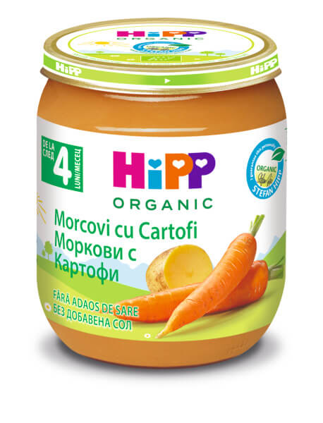Hipp Био пюре ранни моркови с картофи 4М+ 125 г
