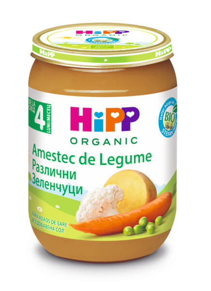 Hipp Био пюре различни зеленчуци 4М+ 190 г