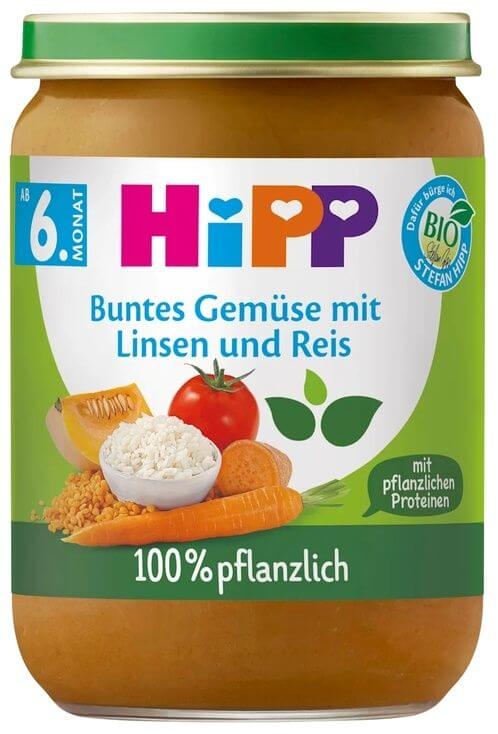 Hipp Био Пюре зеленчуци с ориз и леща 6М+ 190 г
