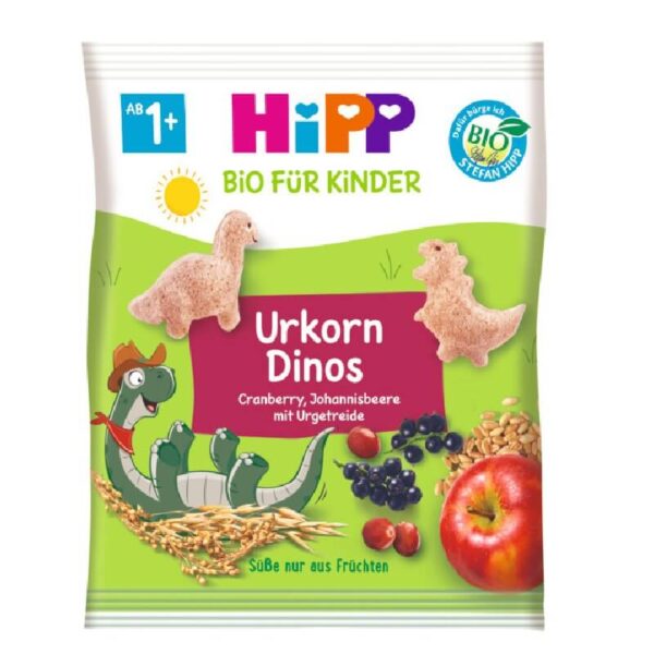 Hipp Био Зърнени бисквити Динозаври с плодове 12 м+ 30 гр